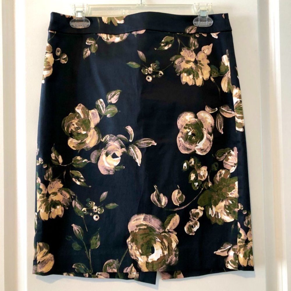 J. Crew Pencil Skirt - Black Floral